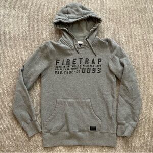 Firetrap‎ Hoodie Gray Graphic Print Pullover Small Skater Casual 93 Britain